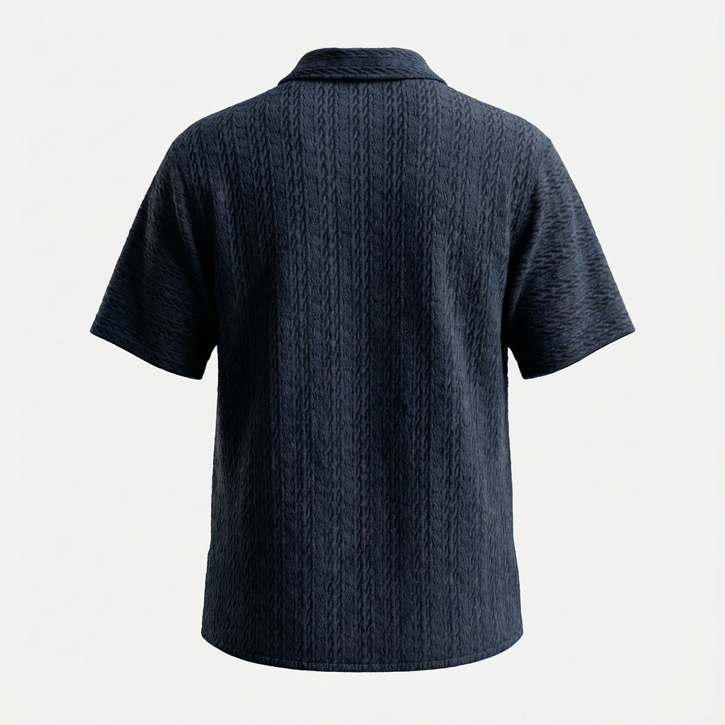 Navy Cable Knit Button Down