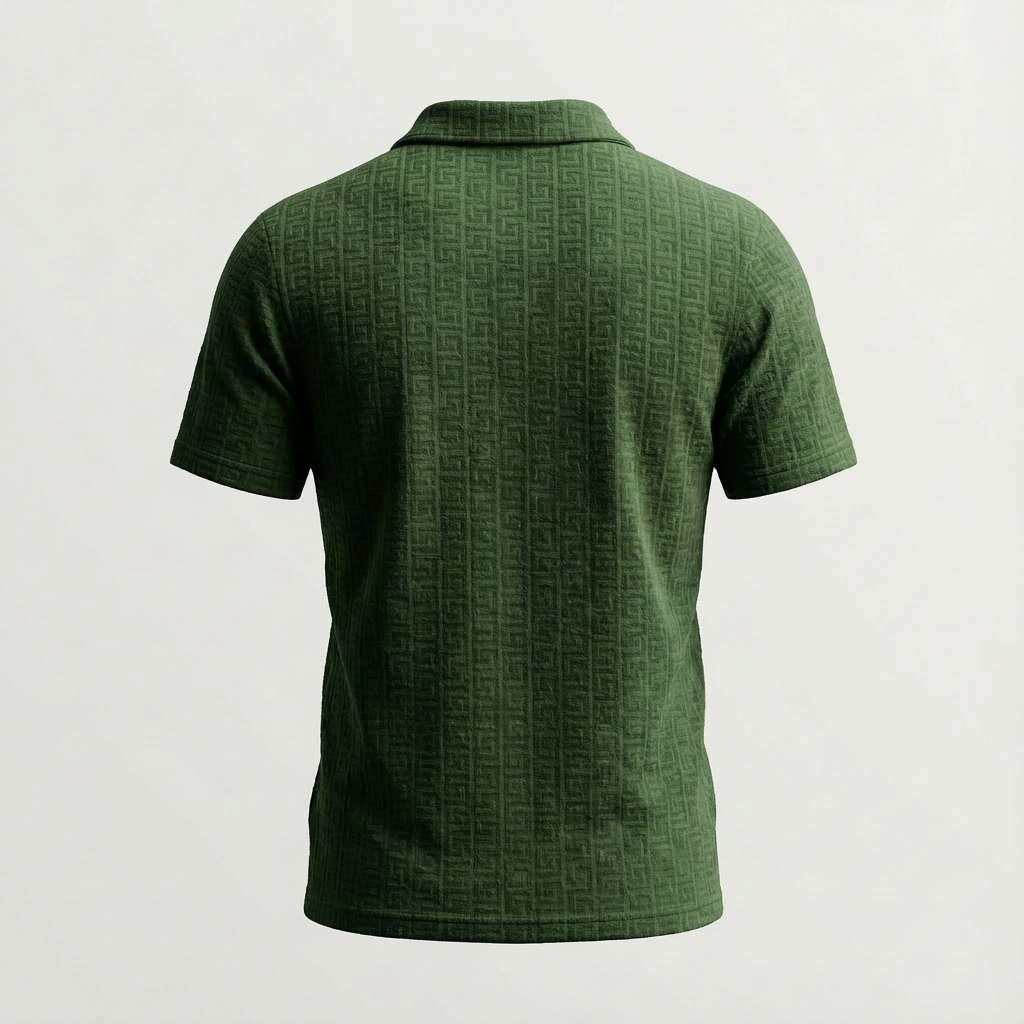 Textured Green Knit Polo
