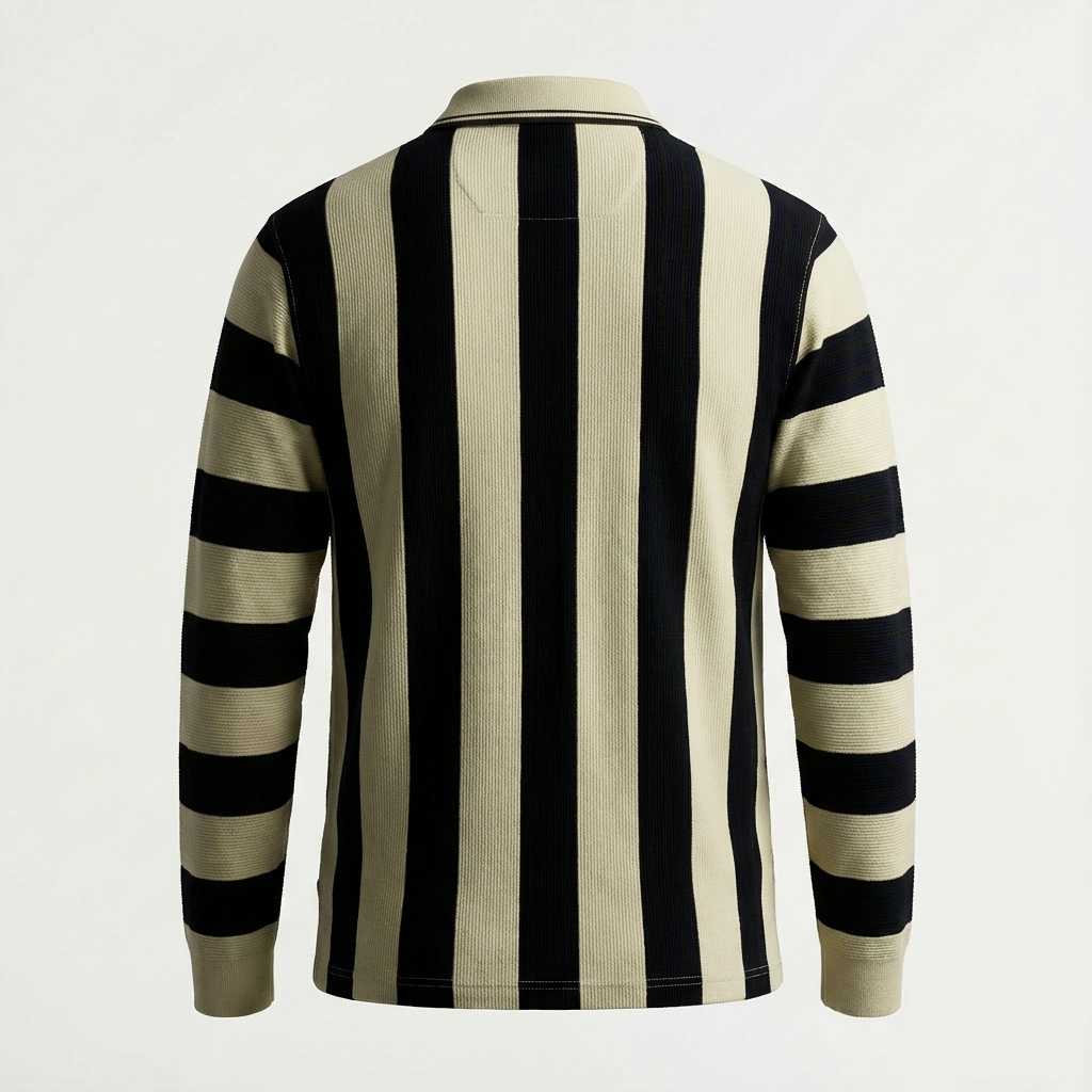 Retro Striped Quarter Zip Polo