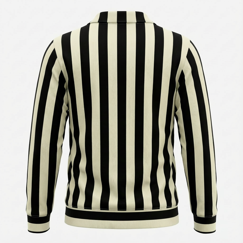 Vertical Stripe Knit Polo Sweater