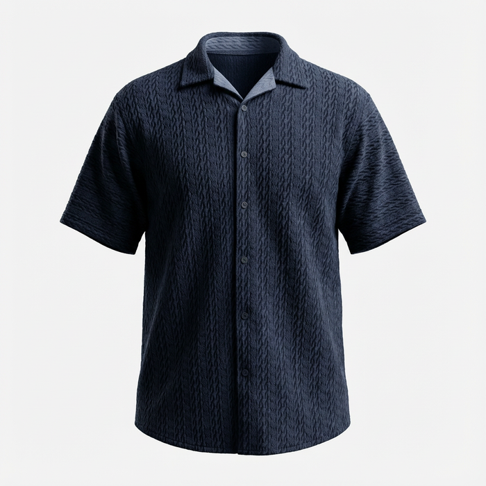 Navy Cable Knit Button Down