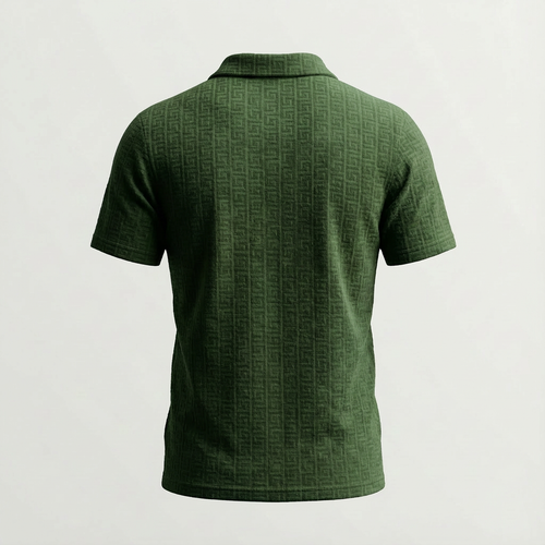 Textured Green Knit Polo