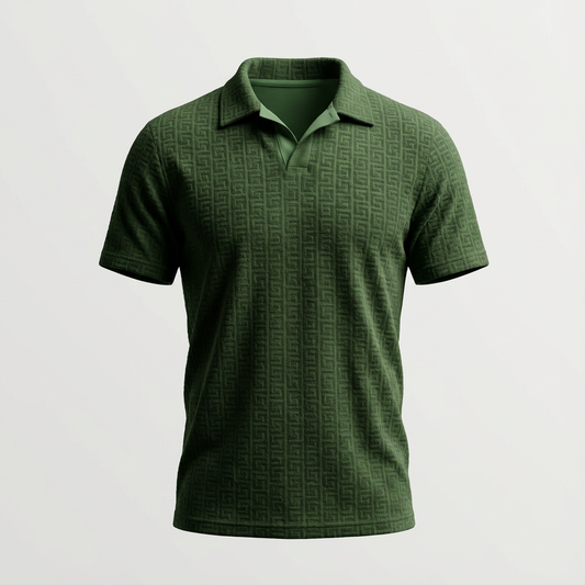 Textured Green Knit Polo