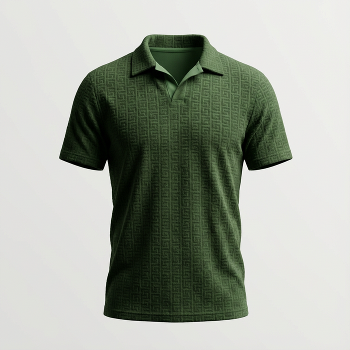 Textured Green Knit Polo