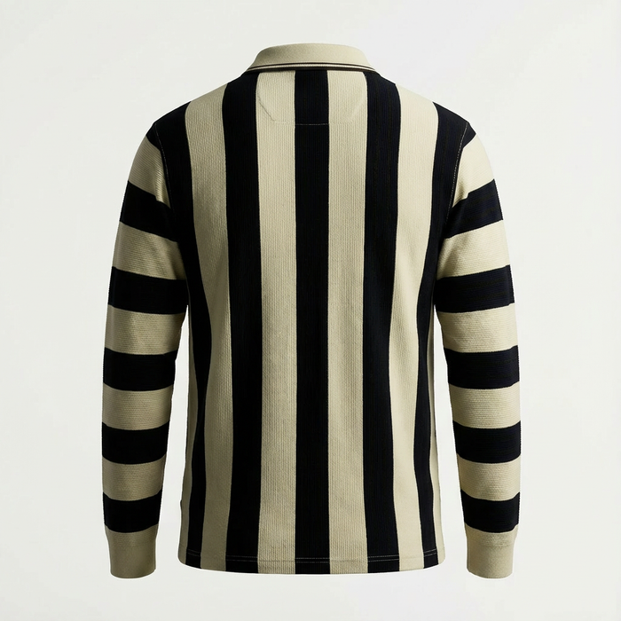 Retro Striped Quarter Zip Polo
