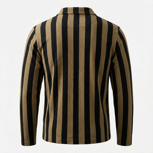 Tan Vertical Stripe Polo Sweater