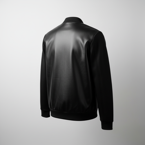 "Midnight" Minimalist Faux Leather Bomber Jacket